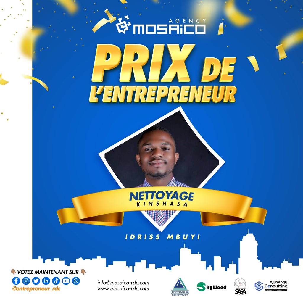 Entrepren_rdc's tweet image. 📍 JEU CONCOURS PRIX DE L’ENTREPRENEUR_2022 
&quot;Trois points (3) pour trois (3) gagnants&quot;
Comment voter ?
1. S&apos;abonner à notre page; 
2. Liker la photo du candidat de votre choix;
Les candidats qui auront accumulé le plus de Like bénéficiera de 3 points sur la note finale du Jury.