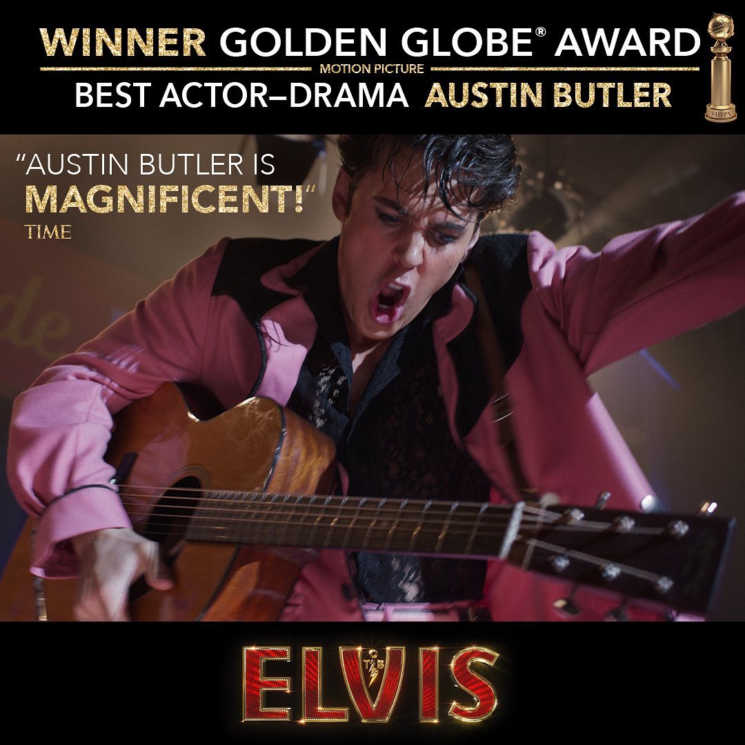 Congratulations to #ElvisMovie’s <a href="/austinbutler/">Austin Butler</a> on winning his first <a href="/goldenglobes/">Golden Globes</a> Award for Best Performance by an Actor in a Motion Picture – Drama! <a href="/bazluhrmann/">Baz Luhrmann</a> 

📸: <a href="/ElvisMovie/">Elvis Movie</a>
