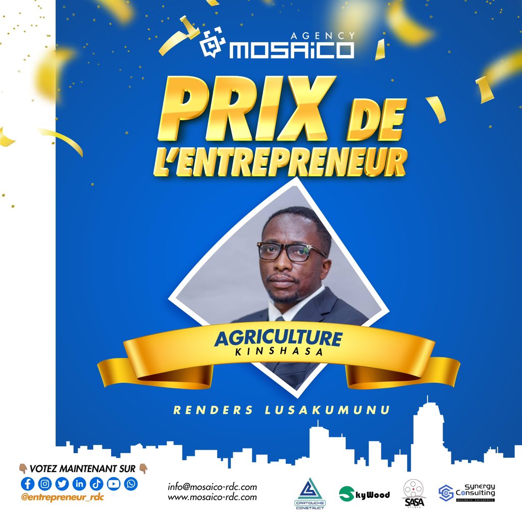 Entrepren_rdc's tweet image. 📍 JEU CONCOURS PRIX DE L’ENTREPRENEUR_2022 
&quot;Trois points (3) pour trois (3) gagnants&quot;
Comment voter ?
1. S&apos;abonner à notre page; 
2. Liker la photo du candidat de votre choix;
Les candidats qui auront accumulé le plus de Like bénéficiera de 3 points sur la note finale du Jury.