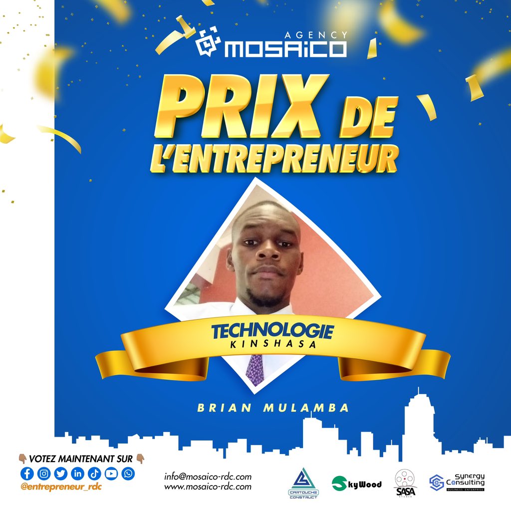 Entrepren_rdc's tweet image. 📍 JEU CONCOURS PRIX DE L’ENTREPRENEUR_2022 
&quot;Trois points (3) pour trois (3) gagnants&quot;
Comment voter ?
1. S&apos;abonner à notre page; 
2. Liker la photo du candidat de votre choix;
Les candidats qui auront accumulé le plus de Like bénéficiera de 3 points sur la note finale du Jury.