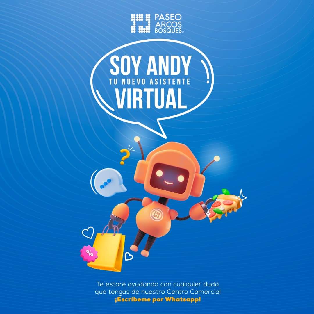 Dile “Hola” 📱a tu nueva asístete virtual Andy para consultar dudas sobre tu centro comercial #PaseoArcosBosques✨👇🏻

qrco.de/AndyBot