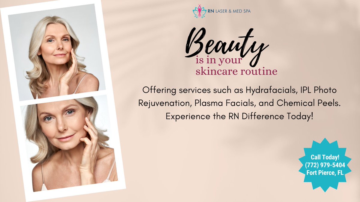 spa_rn's tweet image. Having a good skincare routine can help to improve the overall health and appearance of the skin. 
⏰ After hour appointments by request!
🌴 Fort Pierce, FL 34950
#laserhairremoval #rnlasermedspa #medspa #organic #dermaplaning #skincare #beauty #clearskin #exfoliate #acne