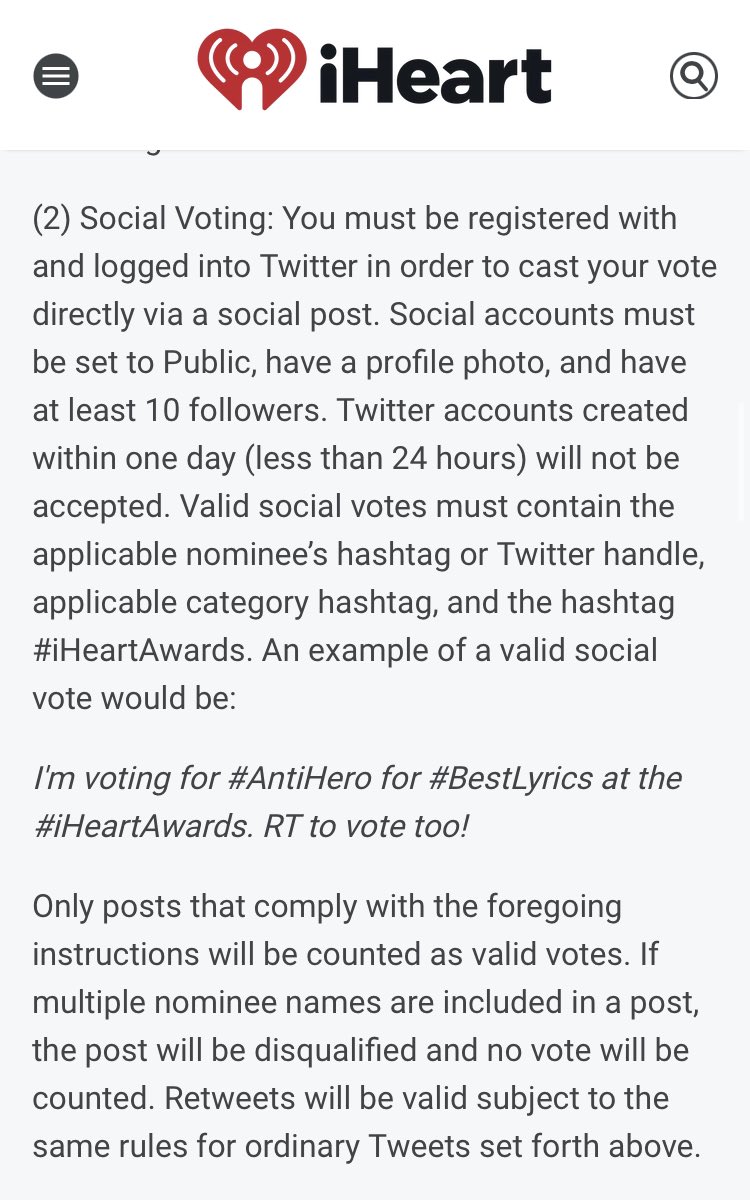bts’s love winterly⁷ ️🌸 on Twitter "Rules for iHeart Award voting 50