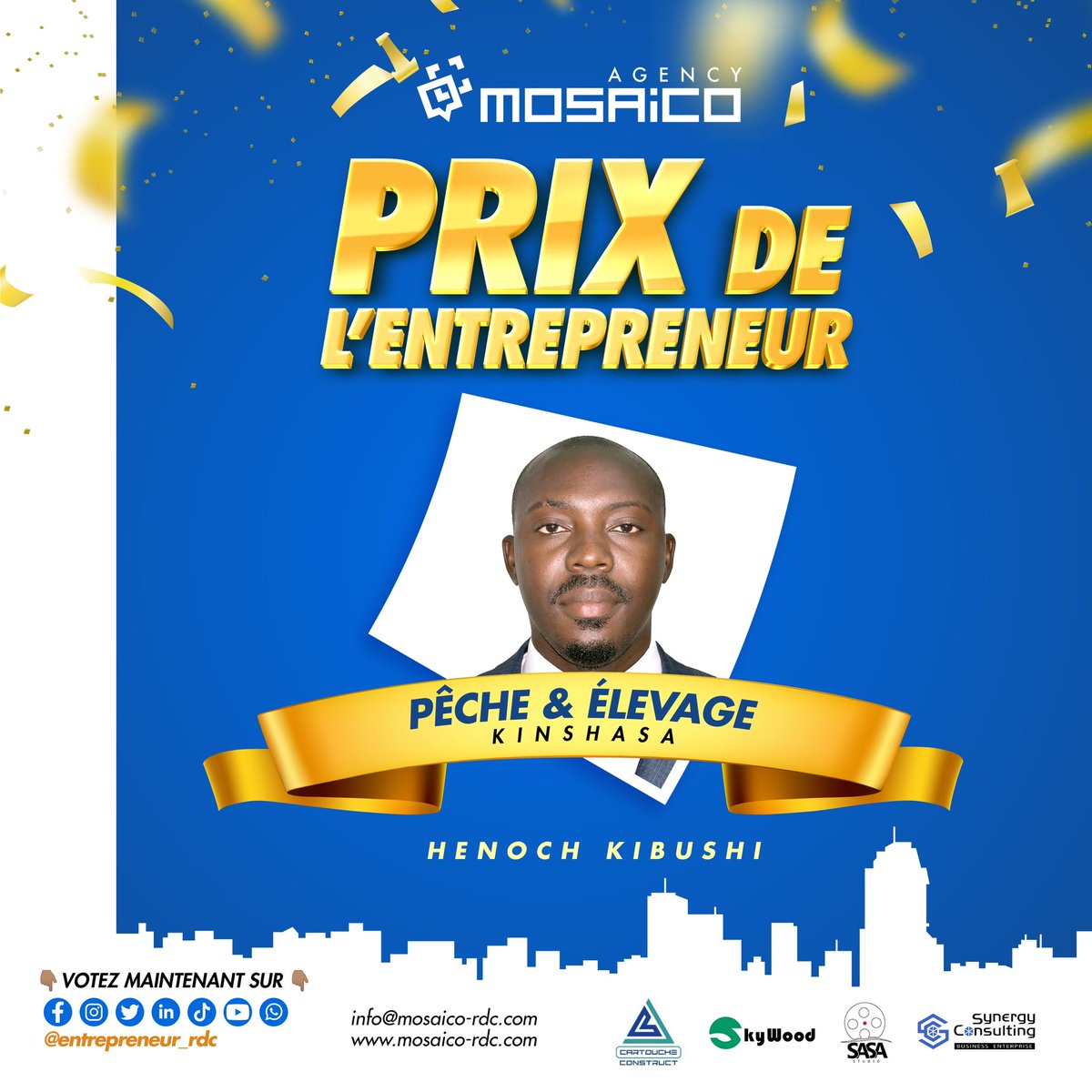 Entrepren_rdc's tweet image. 📍 JEU CONCOURS PRIX DE L’ENTREPRENEUR_2022 
&quot;Trois points (3) pour trois (3) gagnants&quot;
Comment voter ?
1. S&apos;abonner à notre page; 
2. Liker la photo du candidat de votre choix;
Les candidats qui auront accumulé le plus de Like bénéficiera de 3 points sur la note finale du Jury.