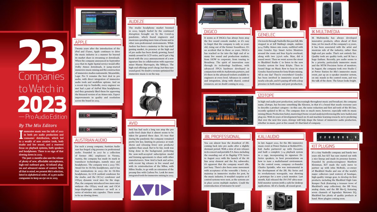 Avid's tweet photo. .@Mix_Magazine — 23 companies to watch in 2023: "Avid is back and active with recent big releases"
▶️ https://t.co/Pc99oDYlY9
#avid #mixmagazine #mboxstudio #livesound #protoolscarbonpre #companiestowatch #audiointerface #protools https://t.co/LiCSdUdU5X