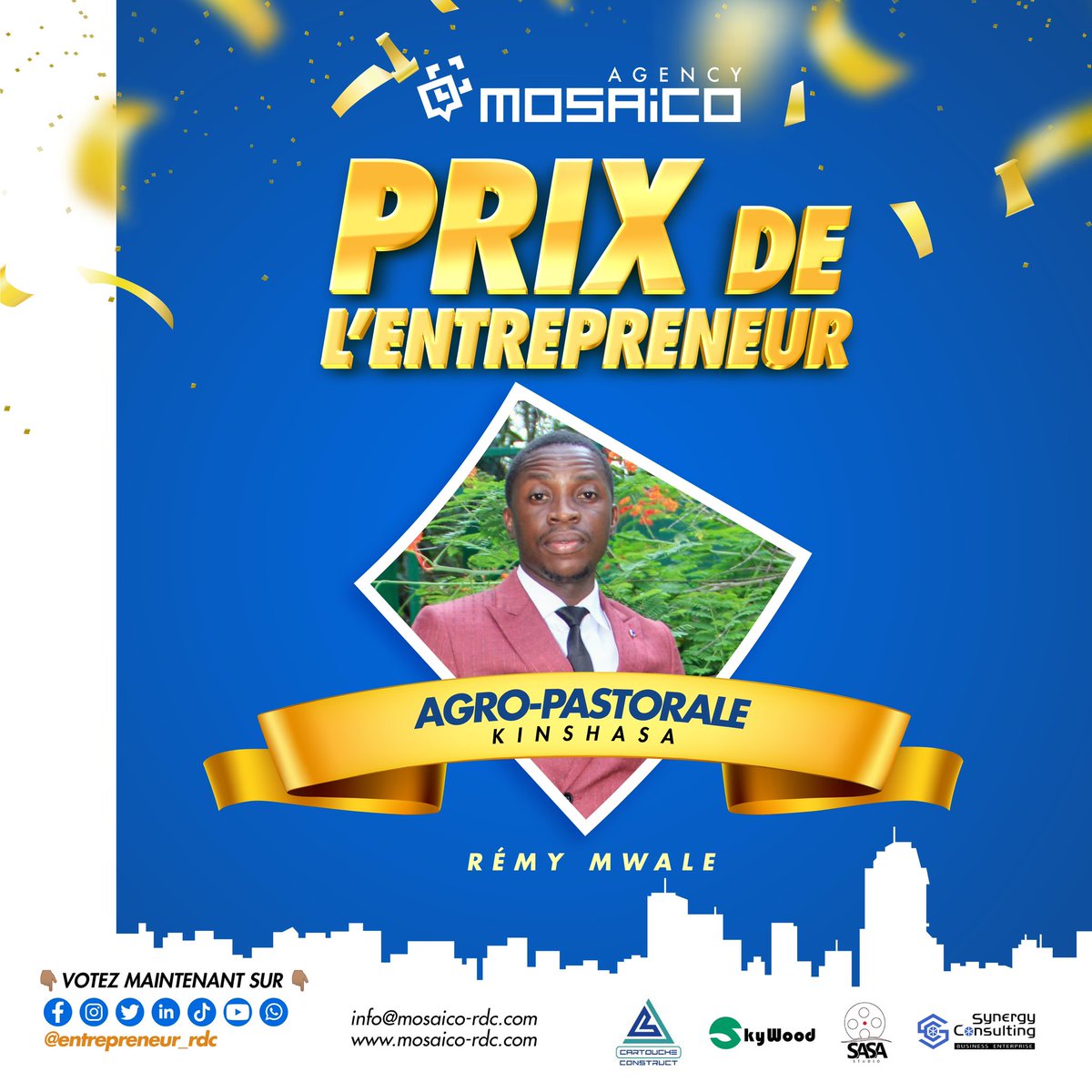 Entrepren_rdc's tweet image. 📍 JEU CONCOURS PRIX DE L’ENTREPRENEUR_2022 
&quot;Trois points (3) pour trois (3) gagnants&quot;
Comment voter ?
1. S&apos;abonner à notre page; 
2. Liker la photo du candidat de votre choix;
Les candidats qui auront accumulé le plus de Like bénéficiera de 3 points sur la note finale du Jury.