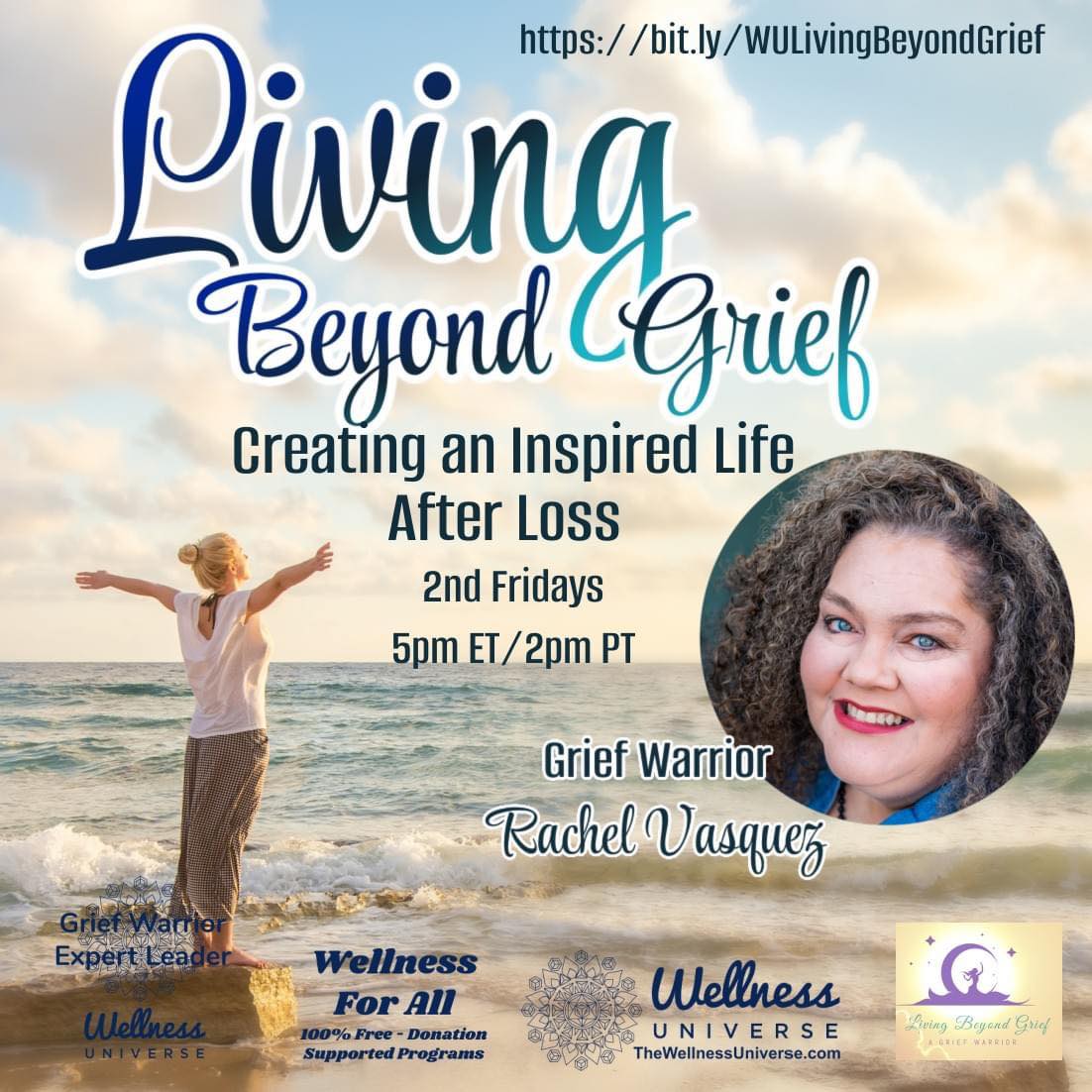 TheWellnessUniv's tweet photo. LIVE IN 2 DAYS!

@TheWellnessUniv partners w Grief Warrior Rachel Vasquez @a_grief_warrior for her #WellnessforAll course to transition from #grief to hope: Living Beyond Grief, Creating an Inspired Life After #Loss
Enroll Today👉 https://t.co/krVEMnxoYO
#mentalwellness https://t.co/W9lxzrkQ2N