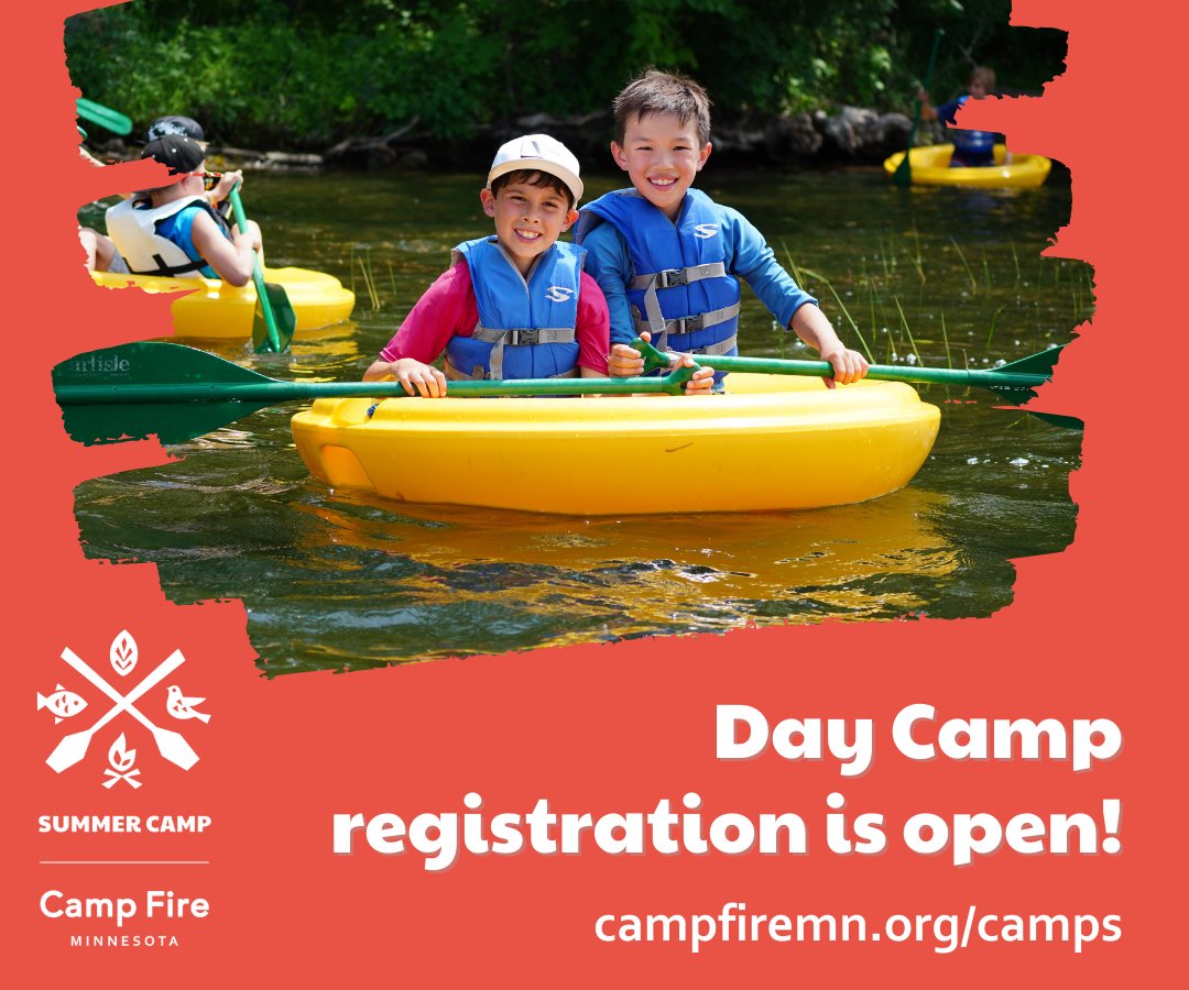 Day Camp registration is now open! Plan a summer full of archery, swimming, nature exploration, high ropes, and more.🍃🌞🛶

Discover more &amp; register at campfiremn.org/day-camps/