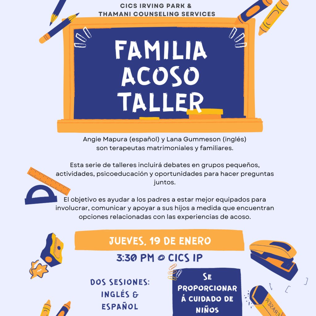 We are one week away from hosting our second Family Workshop with Thamani on Thursday, January 19th! This session will focus on cyberbullying. Please RSVP using this form: forms.gle/Ti6LkJvYUagaH6…