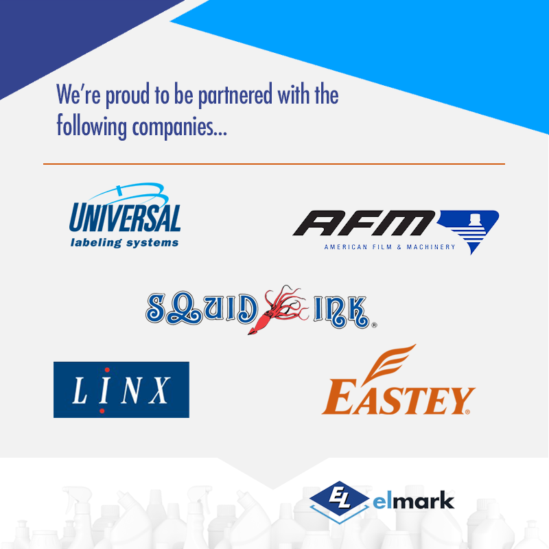 ElmarkPackaging's tweet photo. Welcome to our new followers! We're proud to be a Mid-Atlantic/Northeast distributor for @EasteySM, Universal Labeling Systems, @SquidinkSM, @Linx_USA, and @FilmMachinery. Through these partnerships, we're able to offer full-service labeling solutions to all our customers. https://t.co/UbUc18HGOz