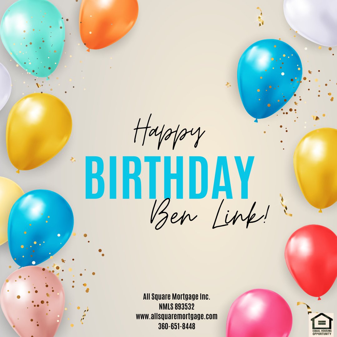 Happy Birthday to one of our loan officers, Ben Link!

We are sending the greatest wishes to you on your next trip around the sun and we are so grateful you are apart of our team at All Square Mortgage Inc.