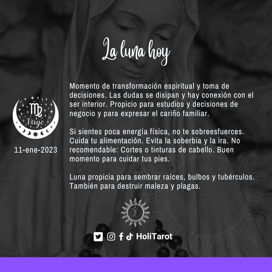 HoliTarot's tweet photo. Momento de transformación espiritual y toma de decisiones. Las dudas se disipan y hay conexión con el ser interior. Propicio para estudios y decisiones de negocio y para expresar el cariño familiar.
#Luna #Moon #Lua #Luno #LunaEnVirgo #MoonInVirgo #LuaEmVirgem #LunoEnVirgo https://t.co/4IRgMw542Z