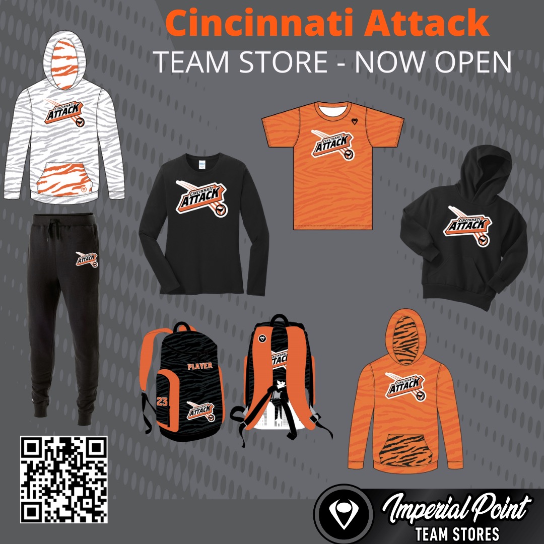 Looking for some last-minute Attack gear with that great Who Dey feel? We got your back! Hoodies, t-shirts, joggers, backpacks, and a whole lot more are on sale now in the Attack Team Store.

cincinnatiattack23.itemorder.com/shop/home/

The timeline for ordering closes out on January 16th.