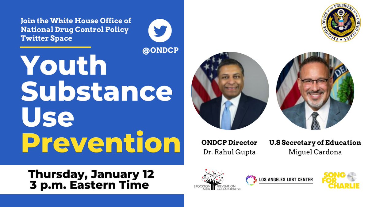 Tune in tomorrow, 1/12, to hear how the Biden-Harris Administration is working to promote prevention and how organizations are encouraging youth substance use prevention in local communities and nationwide.
x.com/i/spaces/1ZkKz…