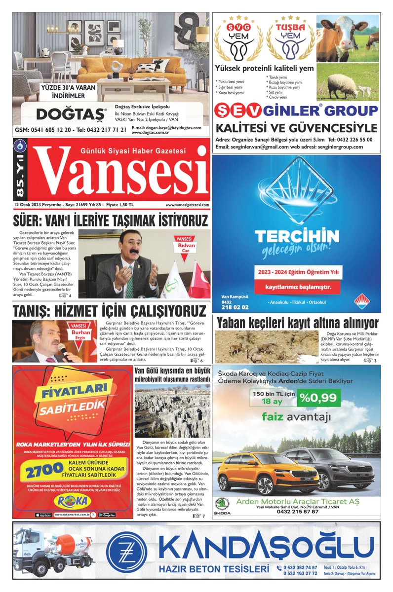 12.01.2023 TARİHLİ SAYIMIZ <a href="/vanticborsa/">Van Ticaret Borsası</a>
 <a href="/Nayifsuer/">Nayif SÜER</a> <a href="/gurpinarbel/">Gürpınar Belediyesi</a> <a href="/hayrullahtanis/">Hayrullah TANIŞ</a>