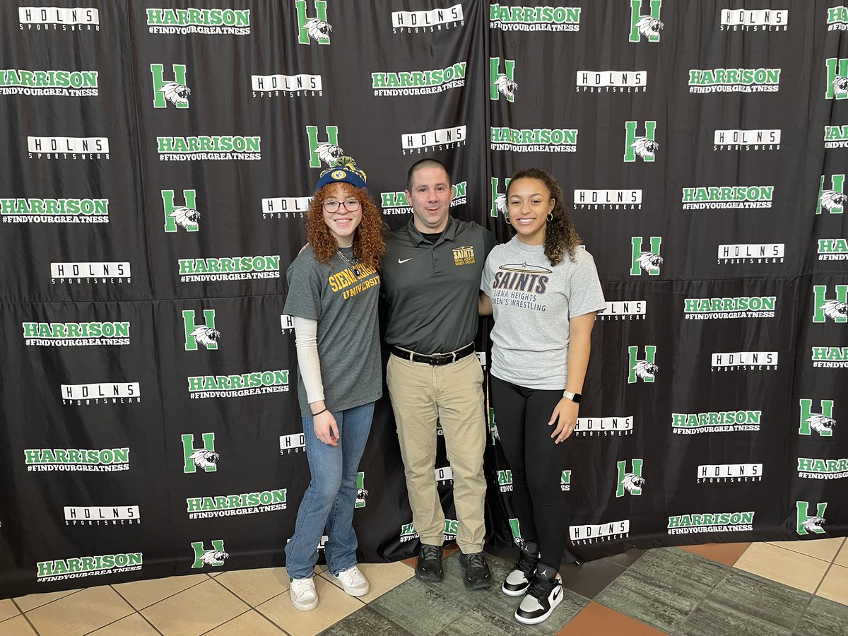 girls_harrison's tweet photo. First college signings of the Harrison Girls Wrestling Program as a sanctioned sport in Ohio.  Congrats to Mia and Aaliyah for signing their National Letters of Intent today @sienaheightsww @WrestlingHW @wildcatsofhhs @OHGirlWrestling @mlaughman https://t.co/sEFHORmP1V