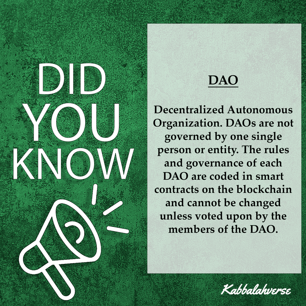 Another acronym for our valuable dictionary and today we will talk about
 DAO - Decentralized Autonomous Organization