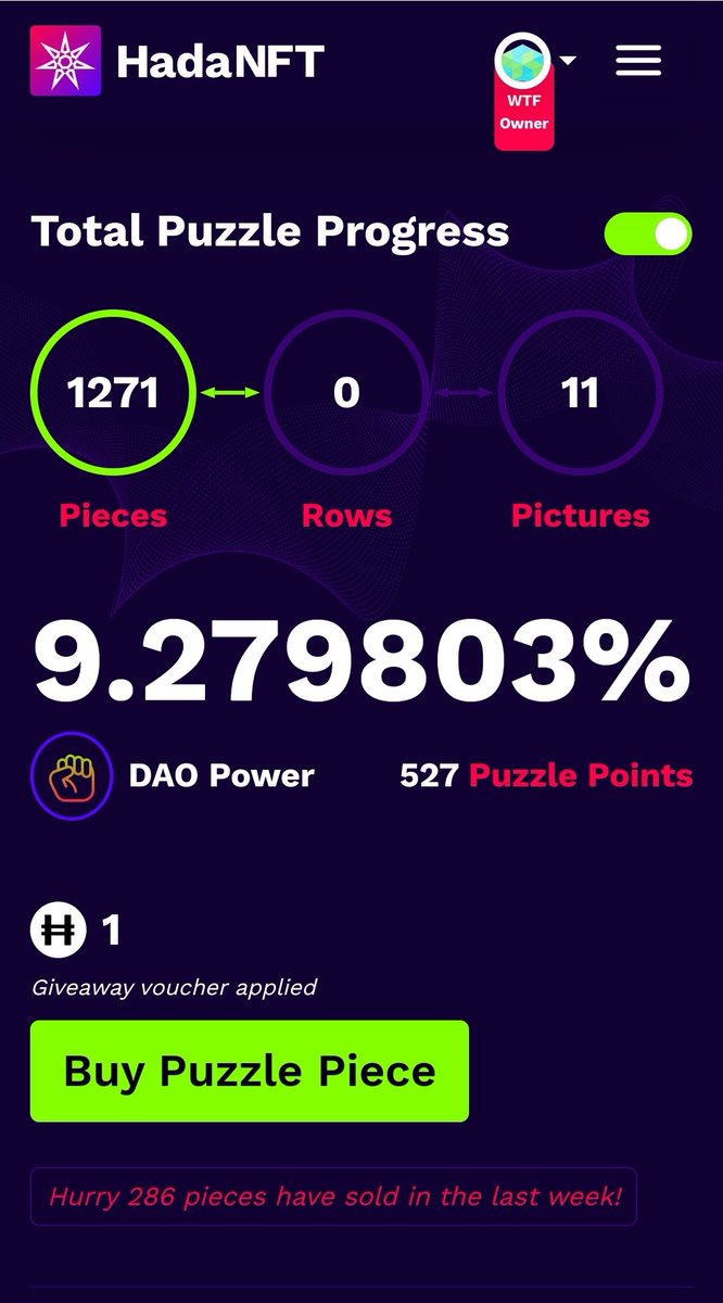MEGAMANXRP's tweet image. Has anyone else in the #XRPL space built something quite like the @hada_dao #PuzzlePicture Marketplace? 

Where you can purchase Randomized #PuzzlePiece NFTs using our native token $HADA. Holding our #WTF2.0 NFT enacts discount on those purchases for holders.

Assemble your #PFP!