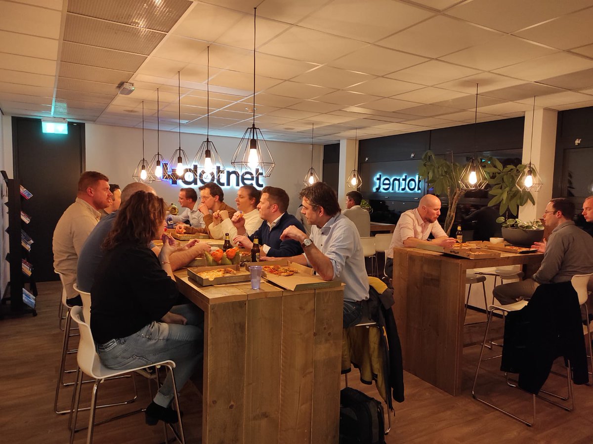 4Dotnet's tweet photo. De eerste pizzasessie @4Dotnet van 2023 is een feit! Thanks to Allard Schuurmans en @EdgarTichelaar. #gezellig #Nieuwegein #Meppel #4Dotnet https://t.co/0XpzyX2XnK