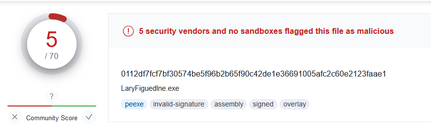 sadreck's tweet image. Obfuscate #SharpHound using #Codecepticon: 10/70 on VT.
Self-sign the same file: 5/70 on VT.