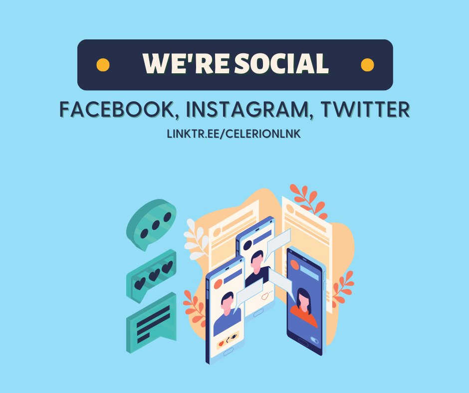 We’re social! Find us on Facebook, Instagram, and Twitter! Visit linktr.ee/celerionlnk
#socialmedia