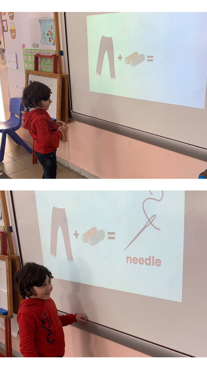 Act their age, but treat them as grownups. 
Today, we took the guessing game to a new level of difficulty; learners' critical thinking was shown brilliantly by guessing given items beginning with the letter N by matching the presented hints. 
Learning with joy 
#KG3A