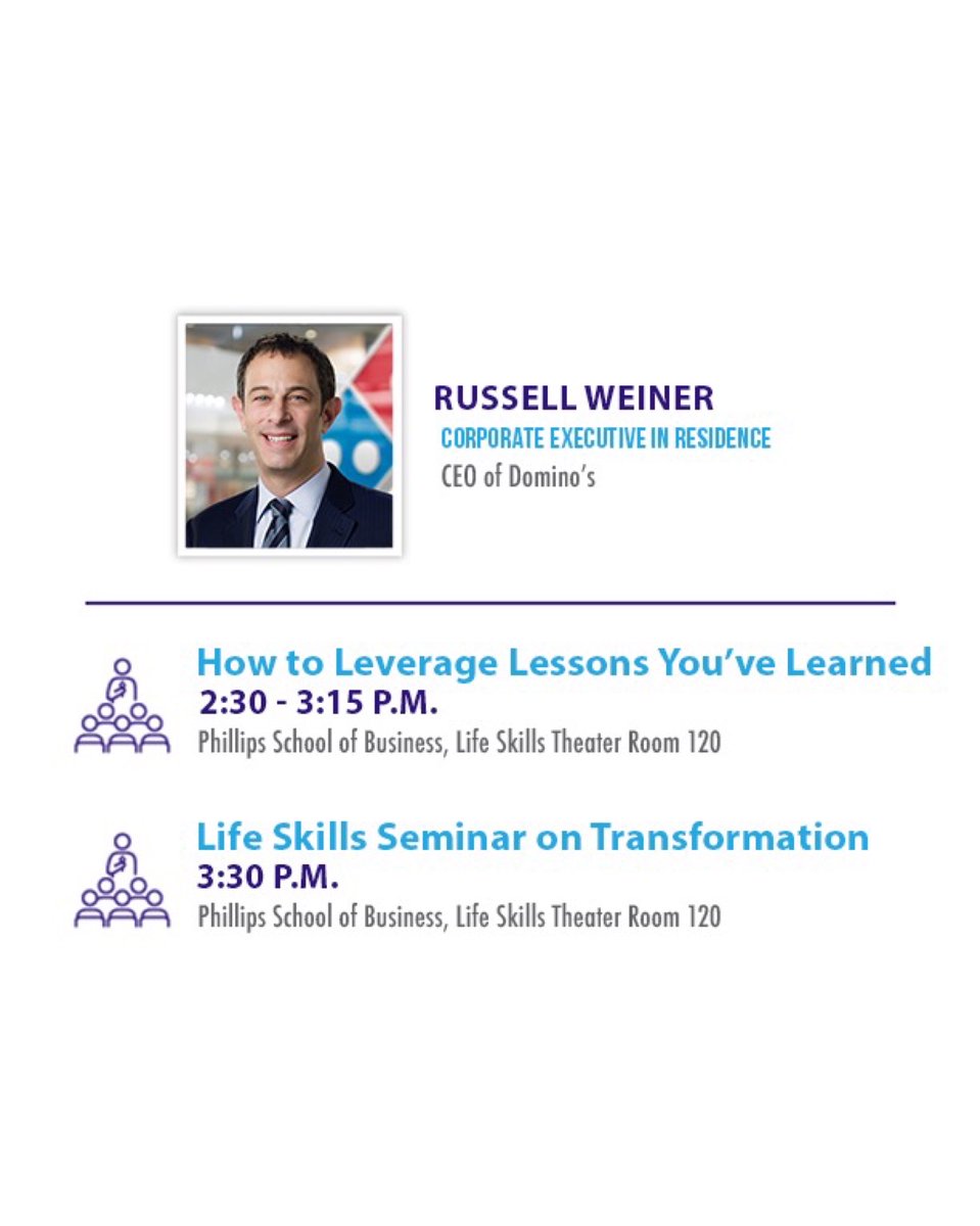 HighPointU's tweet photo. 💡 Panthers, imagine being mentored by the CEO of Domino's! 🍕 You can learn from him tomorrow! Join Russell Weiner, CEO of Domino's and HPU's Corporate Executive in Residence, for his TWO sessions! #HPU365 #AccesstoInnovators https://t.co/rWI7Vi2pgE