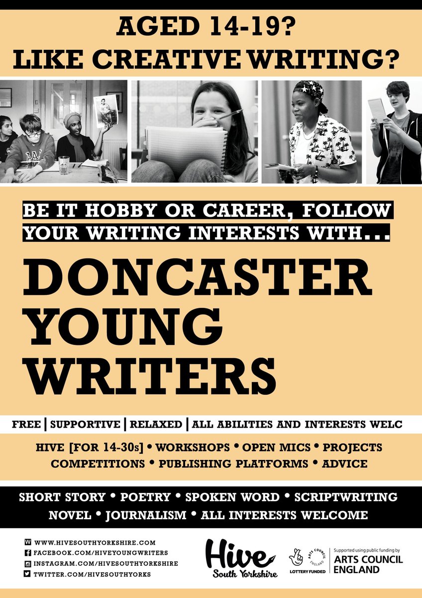 know 14-19s in Doncaster who like creative writing? Doncaster Young Writers starts tomorrow thurs 12Jan <a href="/we_aredarts/">darts</a>!❤️✍️pls spread word! <a href="/SineFM/">Sine FM Radio Station</a> @MrsDTeacherEng <a href="/HeadMcauley/">Mcauley Head Team</a> <a href="/McAuleySch/">The McAuley School</a> <a href="/Mrsdemetriou/">Laura D</a> <a href="/DonnyFreePress/">Doncaster Free Press</a> All levels/interests welcome! FREE! &gt; hivesouthyorkshire.com/young-writers-…
