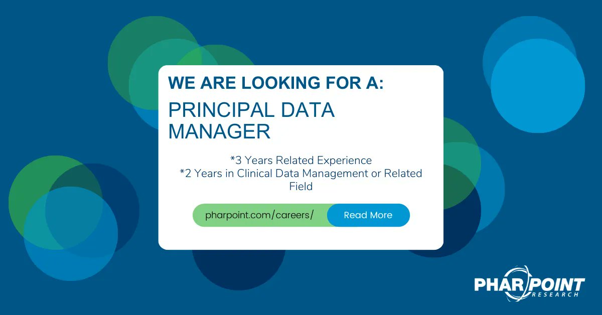 The New Year is here and that means time for a new career opportunity!

HIRING: Principal Data Manager

PharPoint is looking for a talented Principal Data Manager with 3 years of experience to join our award-winning team.

Learn more about the position:
buff.ly/3WZxFuG