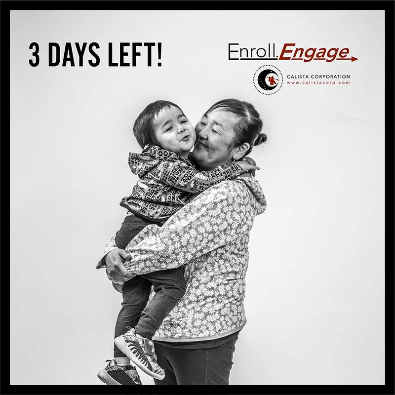 CalistaCorp's tweet image. 3 Days Left! @CalistaCorp Descendants, Next Enrollment Deadline is Saturday, Jan 14!📌 - mailchi.mp/calistacorp/20… #Alaska #AlaskaNative #NativeBusiness