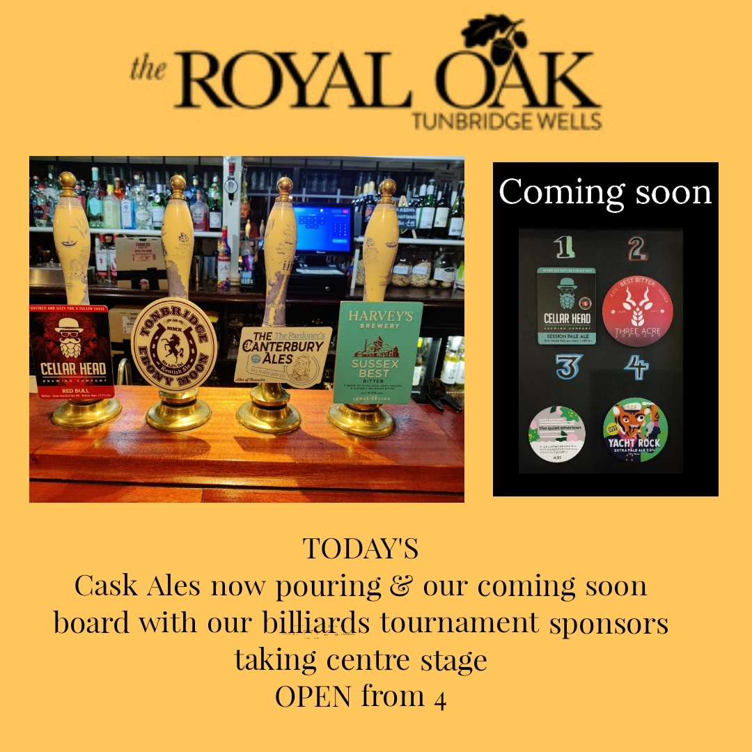 Today's cask ales now pouring.  OPEN from 4 today