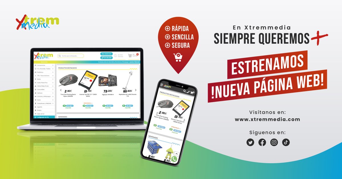 Xtremmedia's tweet photo. ¿Aún no te has enterado? 🤯

Hemos renovado por completo nuestra página web https://t.co/EqxDFxwU16 para que disfrutes de una mejor experiencia en tus compras online 💯

Pero aunque los cambios estén bien...
🔥¡¡SEGUIMOS MANTENIENDO NUESTROS PRECIOS XTREMOS!!🔥 https://t.co/7EgaqUPoDG