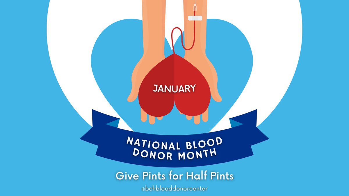 bch_anesthesia's tweet photo. January is #NationalBloodDonorMonth! To celebrate, check out @bchblooddonorcenter and schedule an appointment to #GivePintsForHalfPints! #GiveBlood #NBDM https://t.co/5Kss4IvLDo
