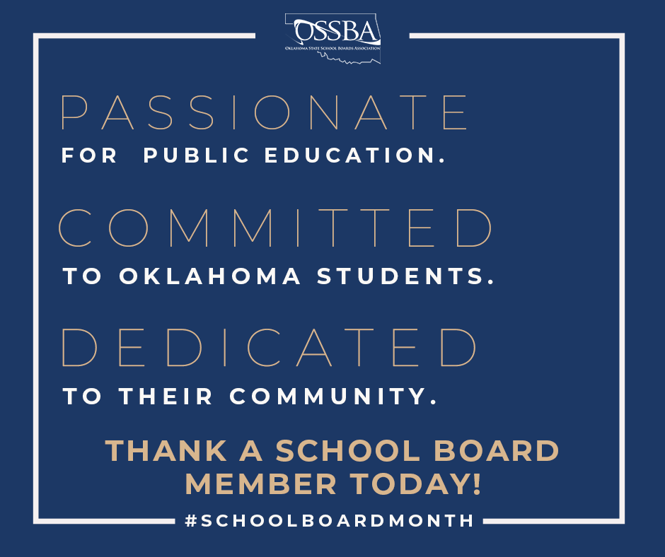 This month we have the opportunity to recognize the more than 2,700 locally elected board members. School Board Recognition Month is the time to recognize their vital contributions and the crucial role they play in the education of Oklahoma's students. #schoolboardmonth #oklaed