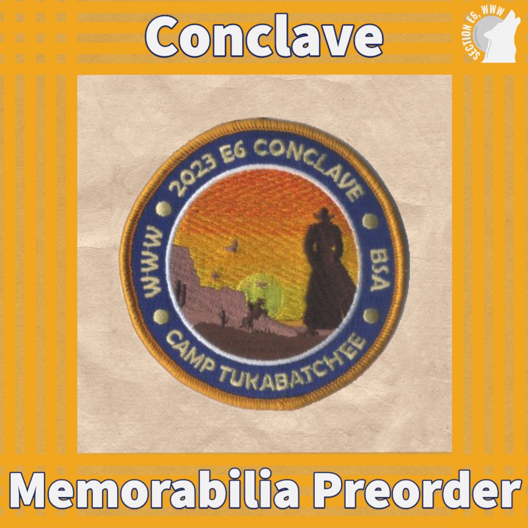 Today is Day 1 of our Conclave memorabilia feature! Do you like this patch? If so, you can place your order today at sectione6.oa-bsa.org/program/concla…. The online trading post will close shortly on January 31, 2023, at 11:59 PM CDT so do not miss out!