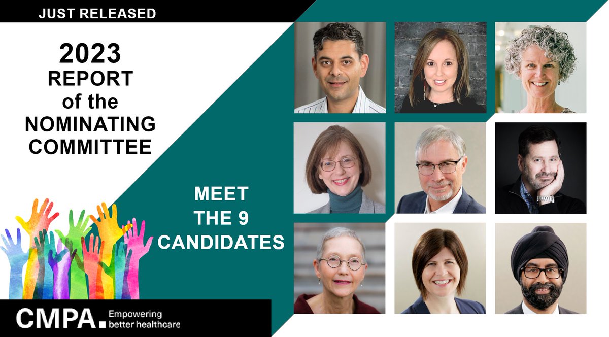 CMPAmembers's tweet photo. The slate of recommended candidates for the 2023 CMPA Council elections is now available in the 2023 Report of the Nominating Committee.
Learn more about the 9 outstanding individuals selected.
https://t.co/i8T2QLy56K
#CMPACouncil #LeadersInMedicine https://t.co/to6kS1MILi