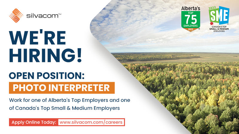 Silvacom's tweet photo. 📢Now hiring! Are you a certified Photo Interpreter? We're looking for an experienced, results-oriented and motivated individual to join our #RemoteSensing team! Sound like you? Apply today at: https://t.co/FZoxj1t9tm 🖱️ 
#TopEmployer #EmployerOfChoice #YEGJobs  #AlbertaJobs https://t.co/iW7ErABxxc