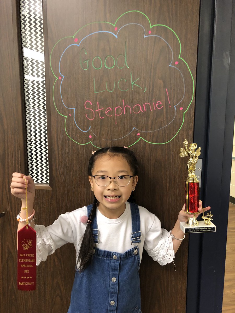Look who’s the Fall Creek spelling bee winner?!?! So happy for her! ⁦<a href="/HumbleISD_FCE/">Fall Creek Elem</a>⁩ ⁦<a href="/HumbleISD/">Humble ISD</a>⁩
