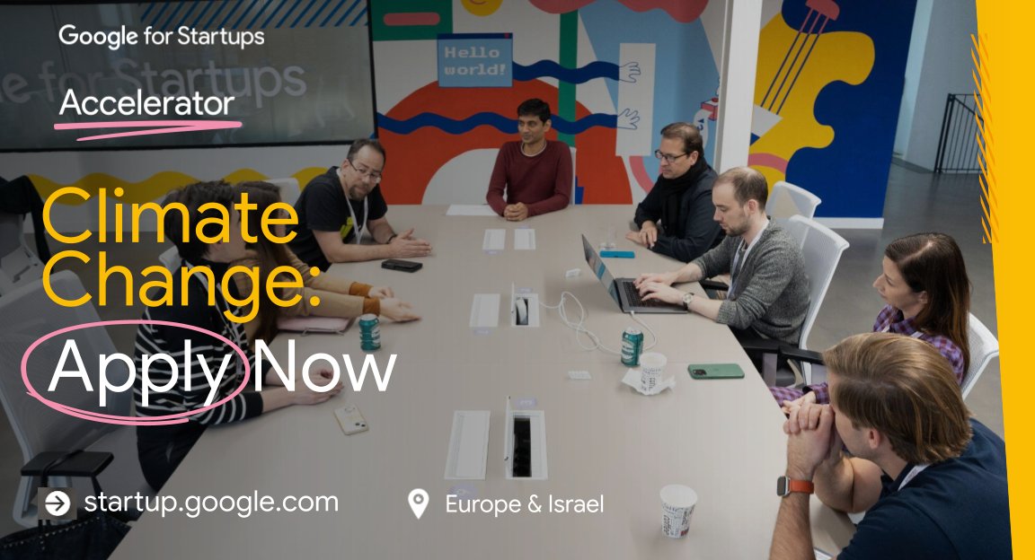 Calling all climate-focused startups across Europe! Applications for the @GoogleStartups Accelerator: #ClimateChange in Europe will close on January 20th 📞🌍
 
Last chance to apply → goo.gle/3Xq5ULM
#Accelerator2023 #AcceleratedwithGoogle