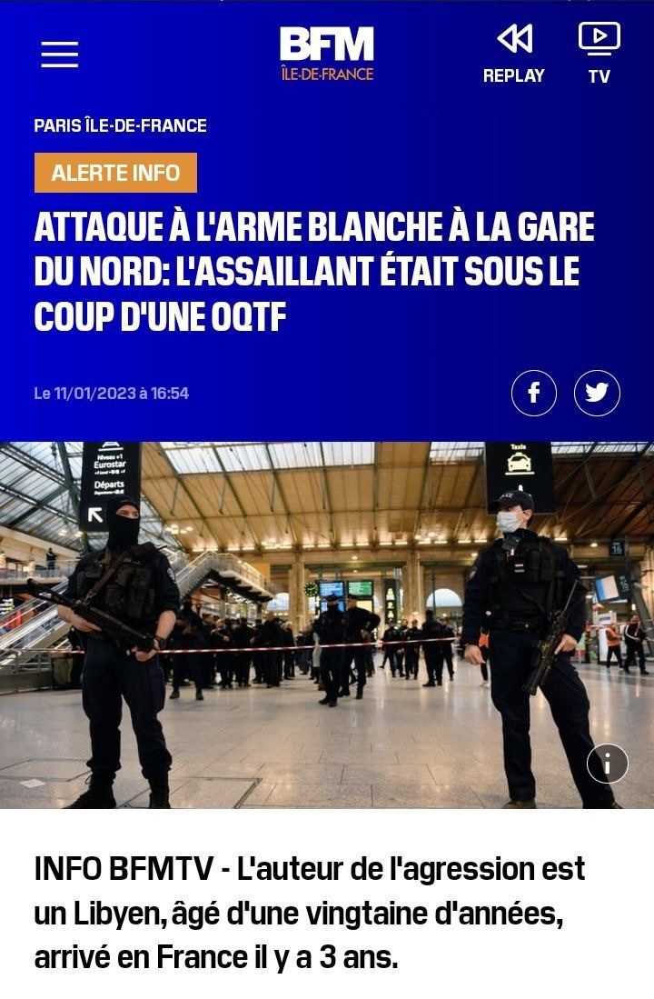 DamienRieu's tweet photo. 🔴 L’assaillant de #GareduNord est finalement Libyen, sous OQTF et connu des services de police (BFM). 
@gdarmanin n’aura tiré aucune leçon du meurtre de #Lola. Encore un drame qu’on aurait pu éviter… https://t.co/8uG3qr4hzK