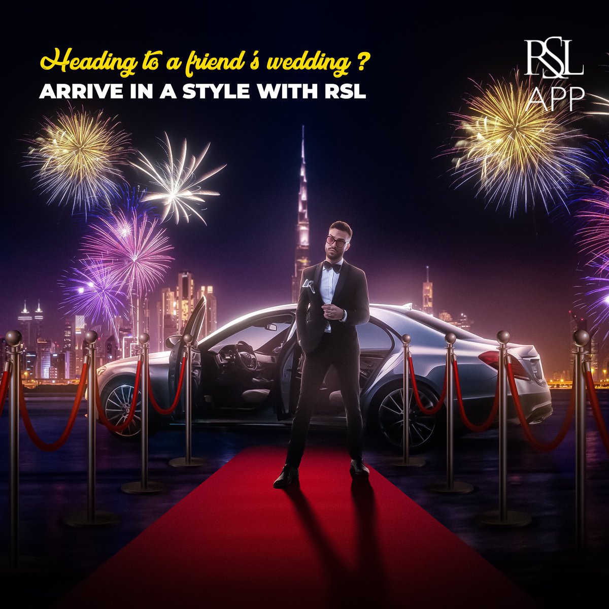 RSL_App's tweet photo. We appreciate that you are excited to arrive at your friend's wedding on time and in style. 
No time for driving.. Book your ride now
#rslapp #taxi #dubaitaxi #loveindubai #wedding #weddingindubai https://t.co/ESRMGF6JCN