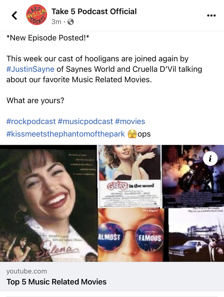 youtu.be/sGB12YSra3I 

*New Episode*
This week our cast of hooligans are joined again by #JustinSayne of Saynes World and Cruella D’Vil talking about our favorite Music Related Movies.

What are yours? 

#rockpodcast #musicpodcast #movies #kissmeetsthephantomofthepark 🫣ops