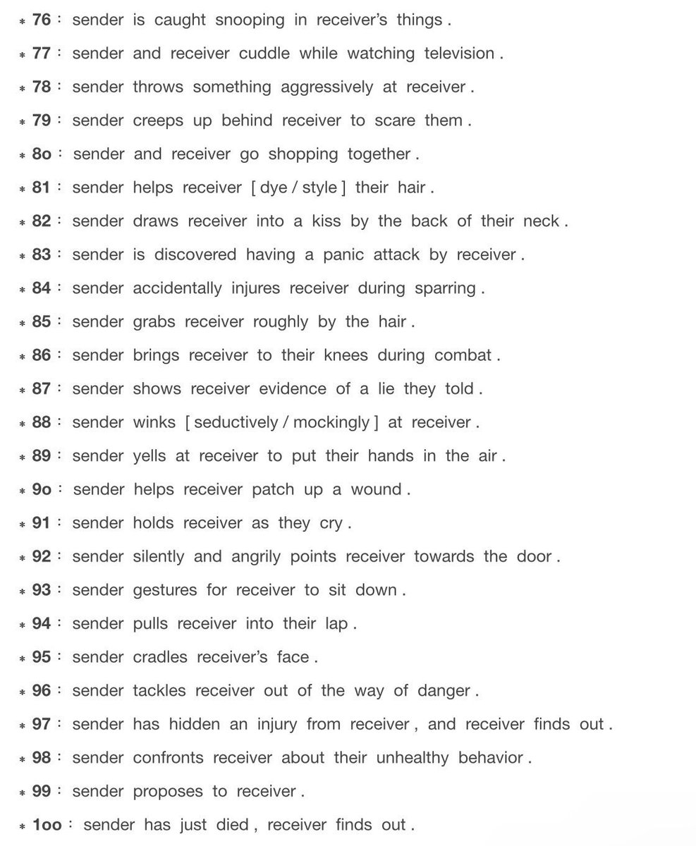 struckback's tweet image. //  Like the tweet to receive a starter with a random prompt!
Or comment which one you want?

These will vary in length.
Might be a bit selective.