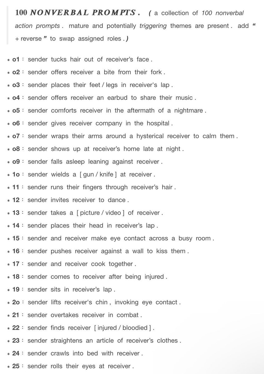 struckback's tweet image. //  Like the tweet to receive a starter with a random prompt!
Or comment which one you want?

These will vary in length.
Might be a bit selective.