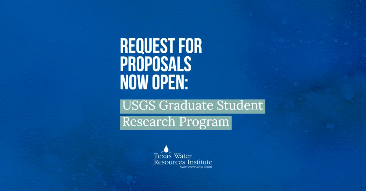 📢 RFP: The 2023-2024 request for proposals for our USGS Graduate Research Program is now open. Open to graduate students at all universities in Texas, the proposal deadline is Feb. 1! 

Interested grad students can get started here: bit.ly/3Zx1x3t 
#txwater #water #t…