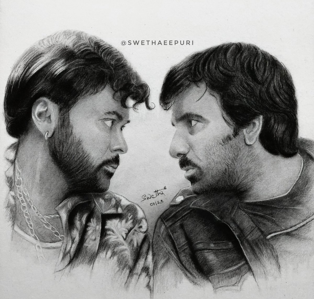 Swetha Eepuri (@swethaeepuri) on Twitter photo Pencil drawing by me:)
<a href="/KChiruTweets/">Chiranjeevi Konidela</a> 🔥 <a href="/raviteja_2628/">Raviteja🦅</a>
<a href="/MythriOfficial/">Mythri Movie Makers</a> <a href="/dirbobby/">Bobby</a> <a href="/ThisIsDSP/">DEVI SRI PRASAD</a>
#swethaeepuri #drawing #art #pencilartist #pencildrawing #charcoaldrawing #Chiranjeevi #RaviTeja #WaltairVeerayya #megastarchiranjeevi Pencil drawing by me:)
<a href="/KChiruTweets/">Chiranjeevi Konidela</a> 🔥 <a href="/raviteja_2628/">Raviteja🦅</a>
<a href="/MythriOfficial/">Mythri Movie Makers</a> <a href="/dirbobby/">Bobby</a> <a href="/ThisIsDSP/">DEVI SRI PRASAD</a>
#swethaeepuri #drawing #art #pencilartist #pencildrawing #charcoaldrawing #Chiranjeevi #RaviTeja #WaltairVeerayya #megastarchiranjeevi