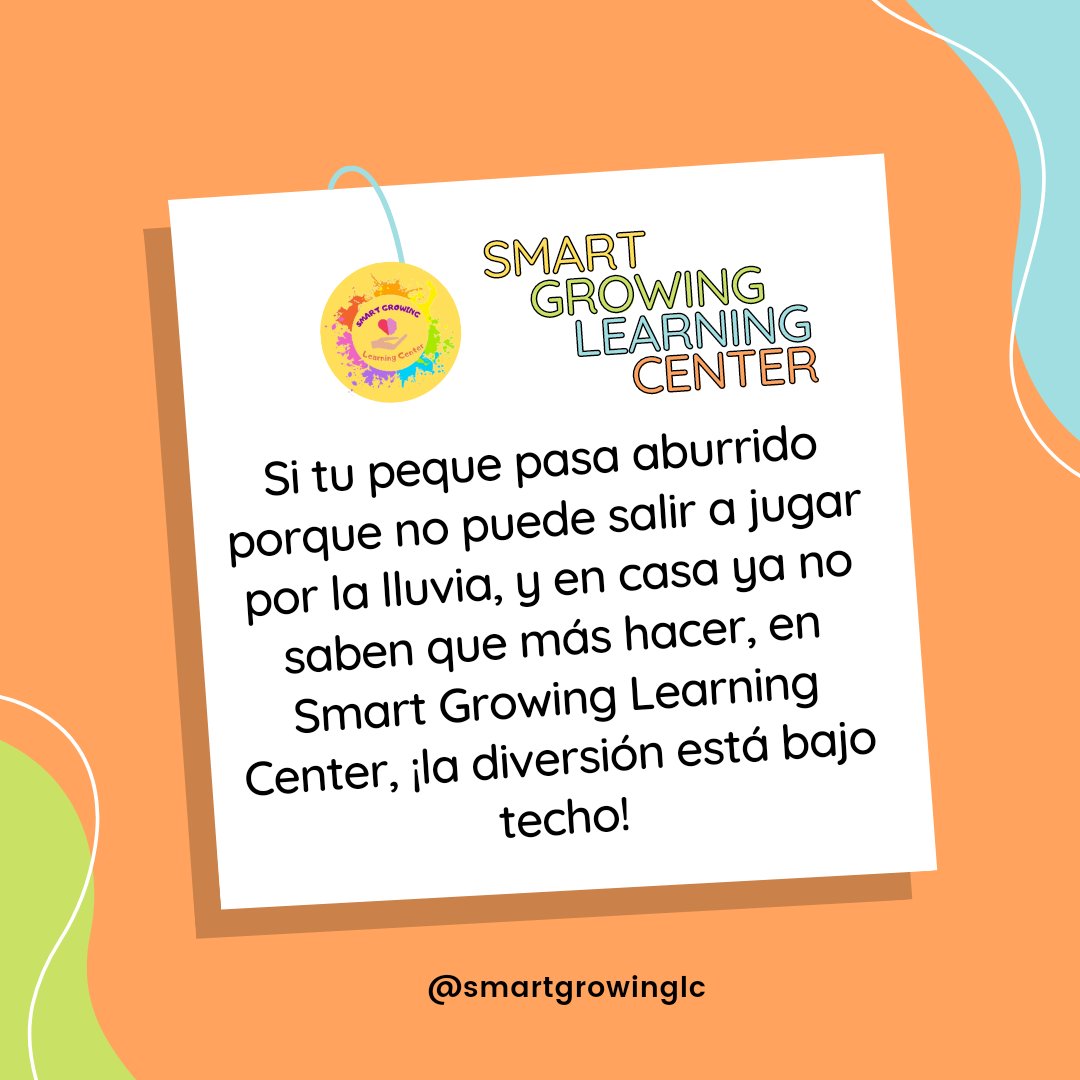 SmartGrowingLC's tweet photo. Que la lluvia no sea un impedimento para la diversión, aquí en Smart Growing Learning Center, ¡puedes divertirte y aprender al mismo tiempo! 🥰✏️🌈 #smartgrowinglearningcenter #centroderefuerzopedagógico #diversion #niñosfelices #padresfelices #tareasdirigidas #estimulación https://t.co/zIhrZE1Gwn
