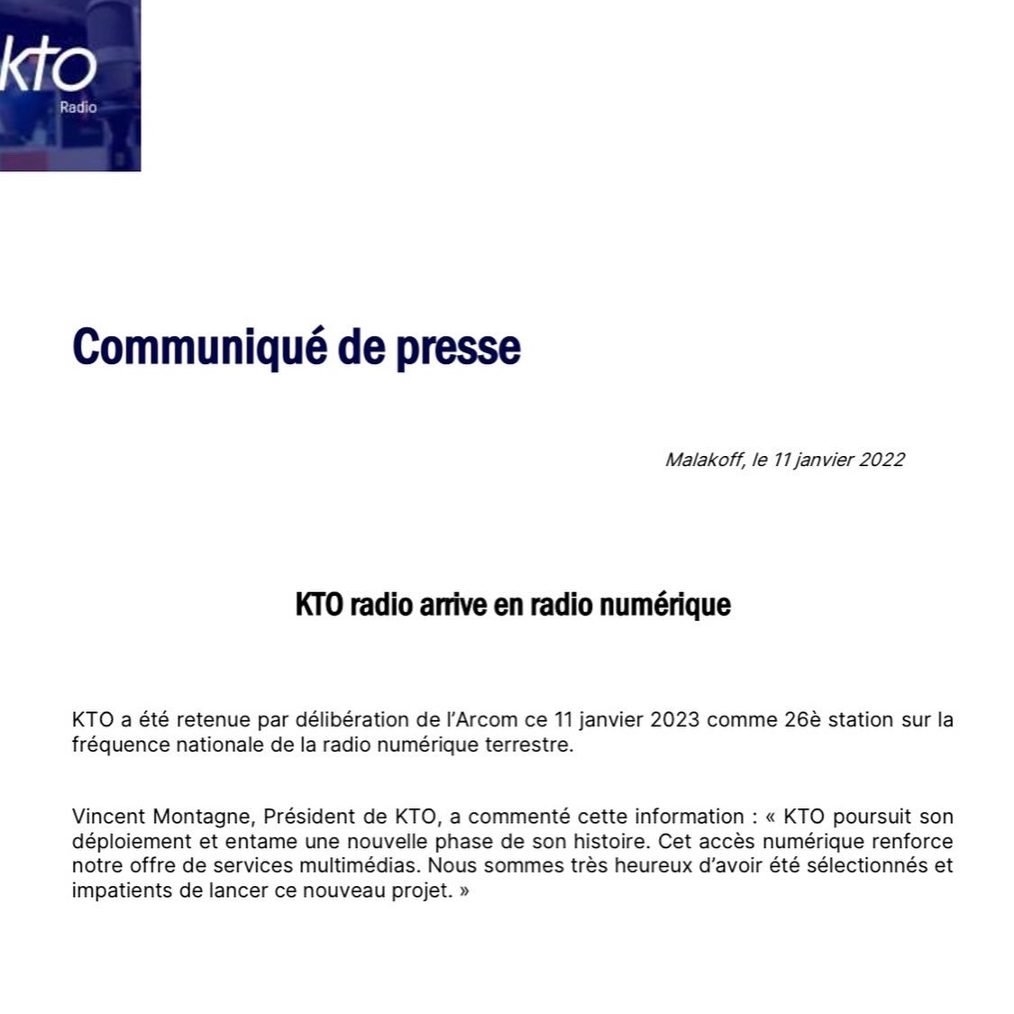 KTO Radio arrive bientôt sur le DAB National!