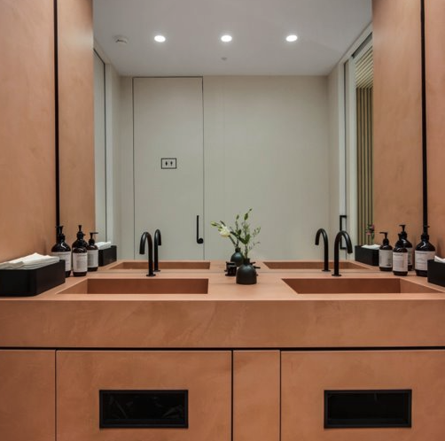Dekton's tweet photo. Cosentino City Stockholm dressed with #Dekton Umber which is one of the colors in the new collection #Kraftizen. Terracotta colour inspired by umber, a natural reddish pigment. Featuring a warm, textured surface, Umber is ideal for spaces with character. https://t.co/4fq5WXh3gp https://t.co/zRbs1aTh8c
