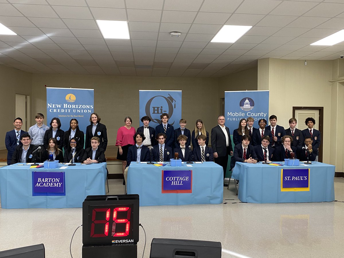 Congratulations to Barton Academy for their first place win today after competing in the Hi-Q academic competition! This is Barton’s first time competing in Hi-Q. <a href="/MobilePublicSch/">MobilePublicSchools</a> <a href="/NewHCU/">New Horizons CU</a> <a href="/BartonAcademy/">Barton Academy for Advanced World Studies</a> <a href="/amandau27/">Amanda Jones, Ed.D.</a>